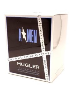 Mugler A*men Travel Exclusive Gift Set 100ml Eau de Toilette Refillable Rubber Spray + 50ml Hair and Body Shampoo