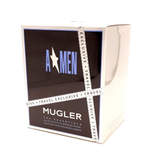 Mugler A*men Travel Exclusive Gift Set 100ml Eau de Toilette Refillable Rubber Spray + 50ml Hair and Body Shampoo