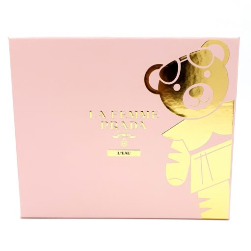 Prada La Femme L'eau Gift Set 100ml Eau de Toilette, 10ml Eau de Toilette Roll-On, 100ml Satin Body Lotion