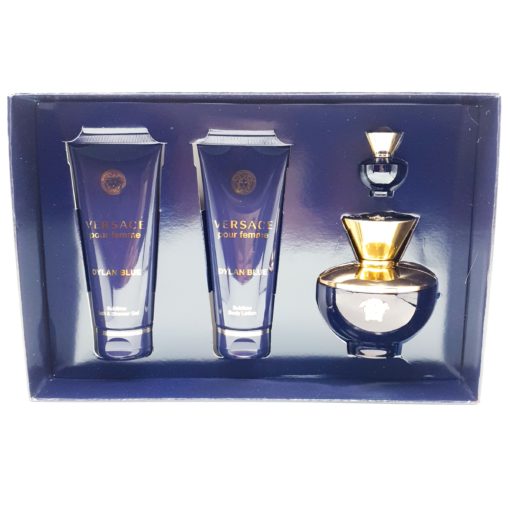 Versace Dylan Blue pour Femme Gift Set 100ml Eau de Parfum + 5ml Eau de Parfum + 100ml Shower Gel + 100ml Bodylotion
