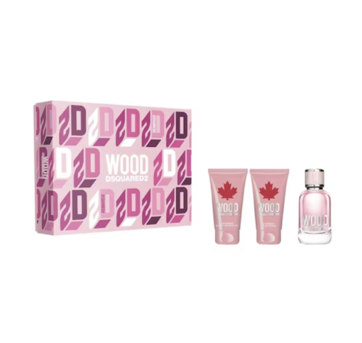 Dsquared2 Wood for Her Gift Set 50ml Eau de Toilette + 50ml Charming Shower gel + 50ml Charming Body Lotion