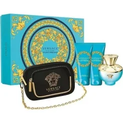 Versace Pour Femme Dylan Turquoise Gift Set 100ml Eau de Toilette + 100ml Body Gel + 100ml Bath & Showergel + Versace Clutch